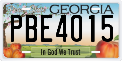 GA license plate PBE4015