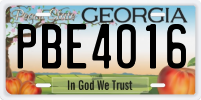 GA license plate PBE4016