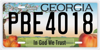 GA license plate PBE4018