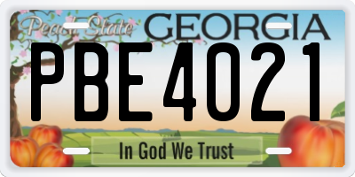 GA license plate PBE4021
