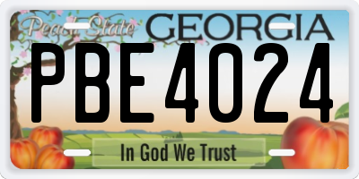 GA license plate PBE4024