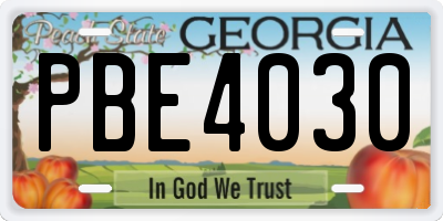 GA license plate PBE4030