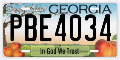 GA license plate PBE4034