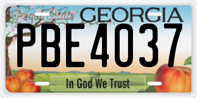 GA license plate PBE4037
