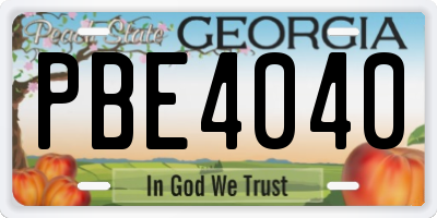 GA license plate PBE4040