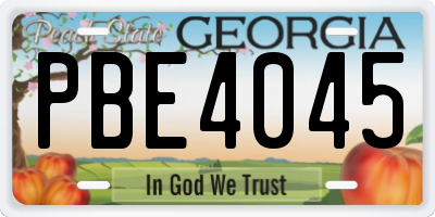 GA license plate PBE4045