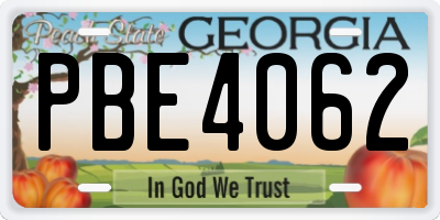GA license plate PBE4062
