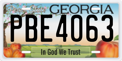 GA license plate PBE4063