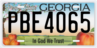 GA license plate PBE4065