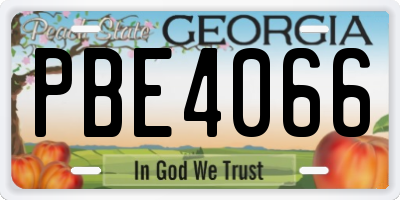 GA license plate PBE4066