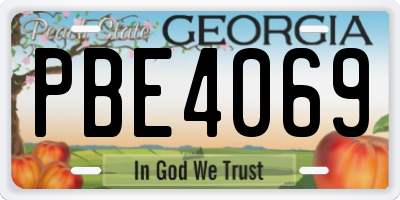 GA license plate PBE4069