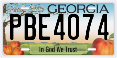GA license plate PBE4074