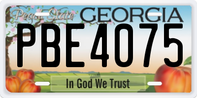 GA license plate PBE4075