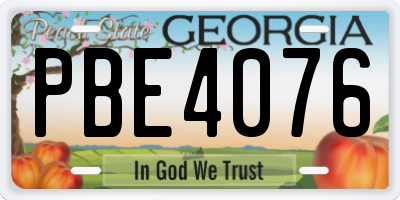 GA license plate PBE4076