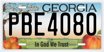 GA license plate PBE4080