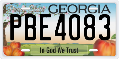 GA license plate PBE4083