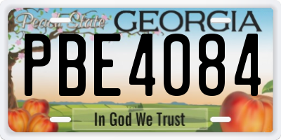 GA license plate PBE4084