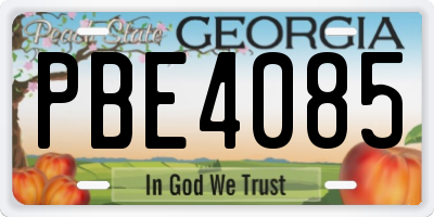GA license plate PBE4085