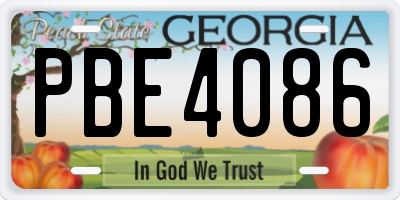GA license plate PBE4086