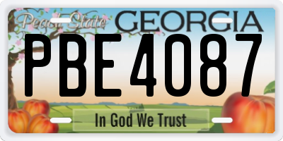 GA license plate PBE4087