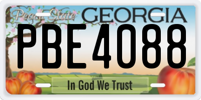 GA license plate PBE4088