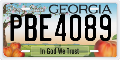 GA license plate PBE4089