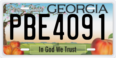 GA license plate PBE4091