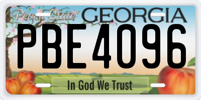 GA license plate PBE4096