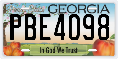 GA license plate PBE4098