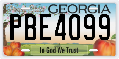 GA license plate PBE4099