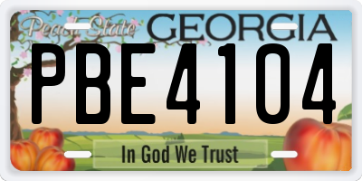 GA license plate PBE4104