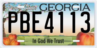 GA license plate PBE4113