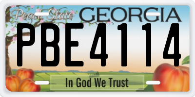 GA license plate PBE4114