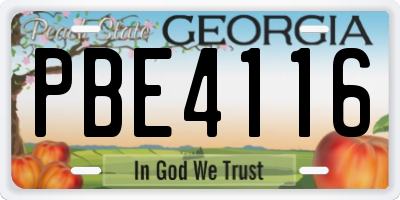 GA license plate PBE4116