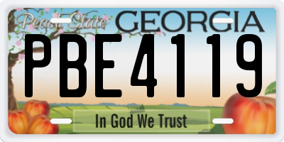 GA license plate PBE4119