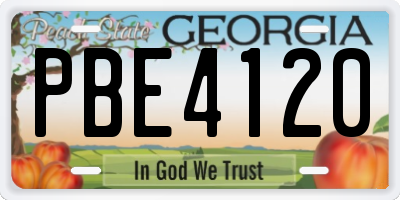 GA license plate PBE4120