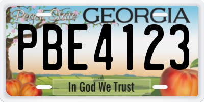 GA license plate PBE4123