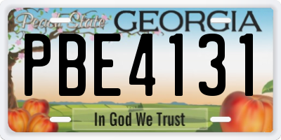 GA license plate PBE4131