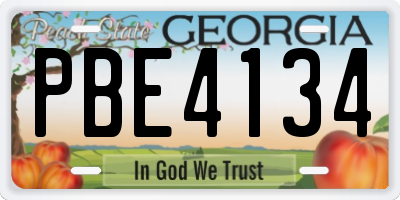 GA license plate PBE4134