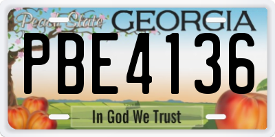 GA license plate PBE4136