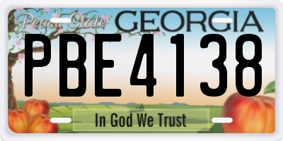 GA license plate PBE4138