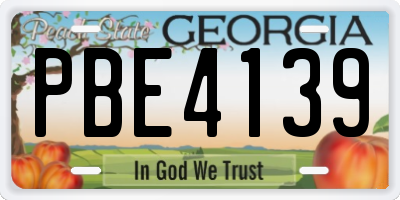 GA license plate PBE4139
