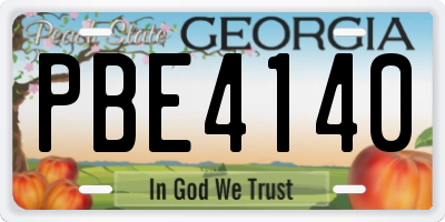 GA license plate PBE4140