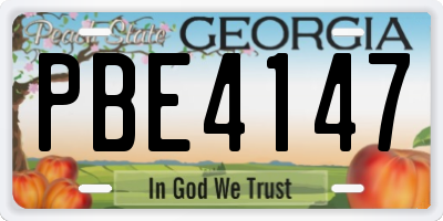 GA license plate PBE4147