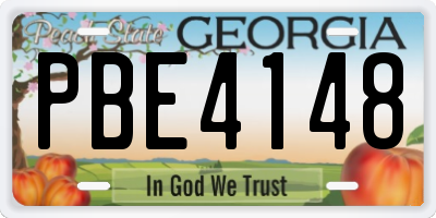 GA license plate PBE4148