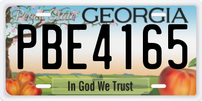 GA license plate PBE4165
