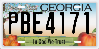 GA license plate PBE4171