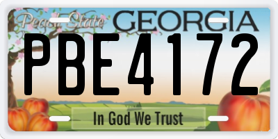 GA license plate PBE4172