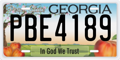 GA license plate PBE4189