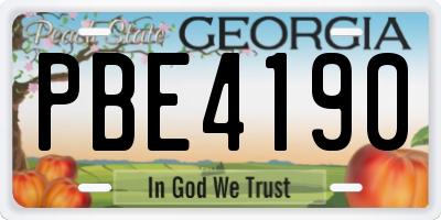 GA license plate PBE4190
